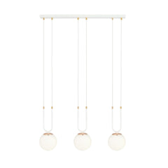 Suspension Glam 3 lumières blanche, verre opale