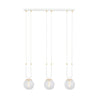 Suspension Glam 3 lumières blanche, verre transparent