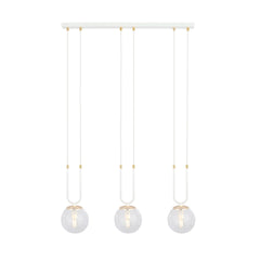 Suspension Glam 3 lumières blanche, verre transparent