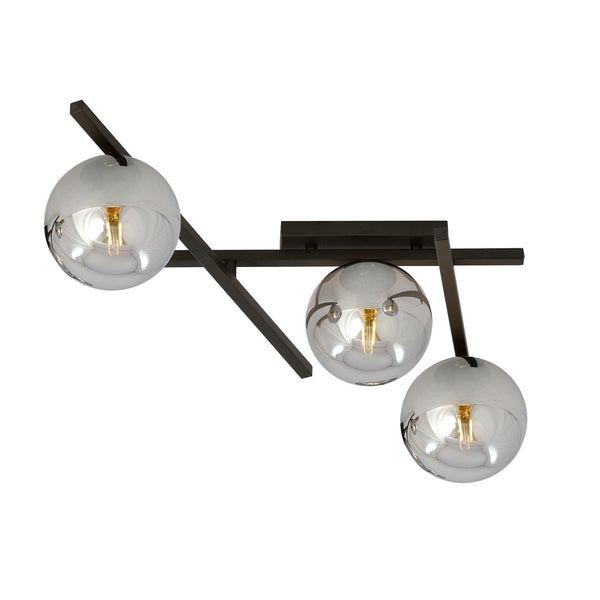 Plafonnier Smart 3 lumières noir, verre graphite