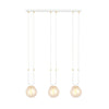 Suspension Glam 3 lumières blanche, verre ambré