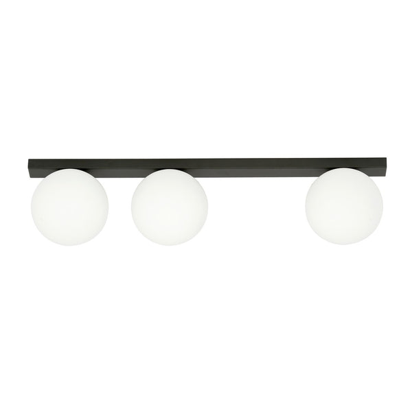 Plafonnier Fit 3 lumières noir, verre opale