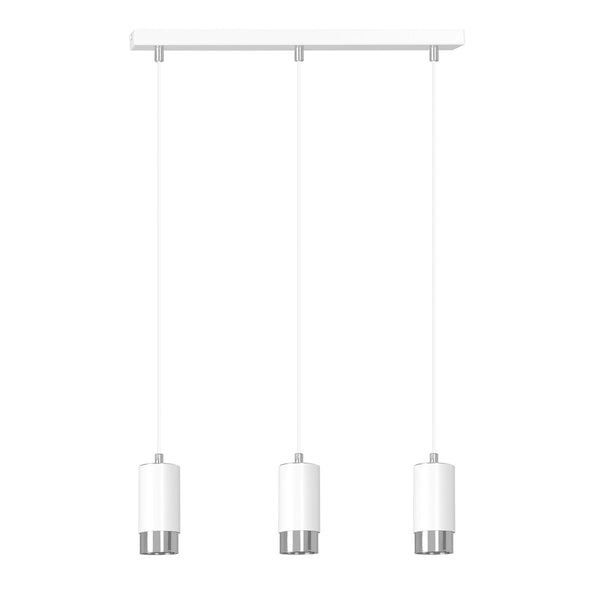 Suspension Fumiko 3 lumières blanche et chromée