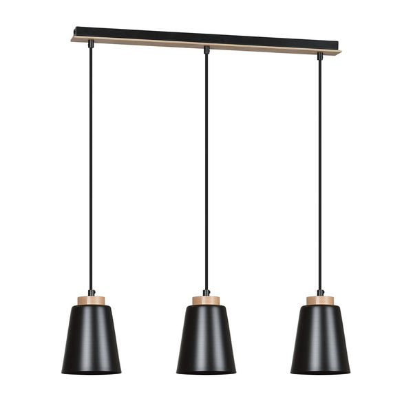 Suspension Bolero 3 lumières noire