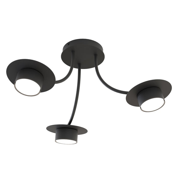 Suspension Enso 3 lumières noire