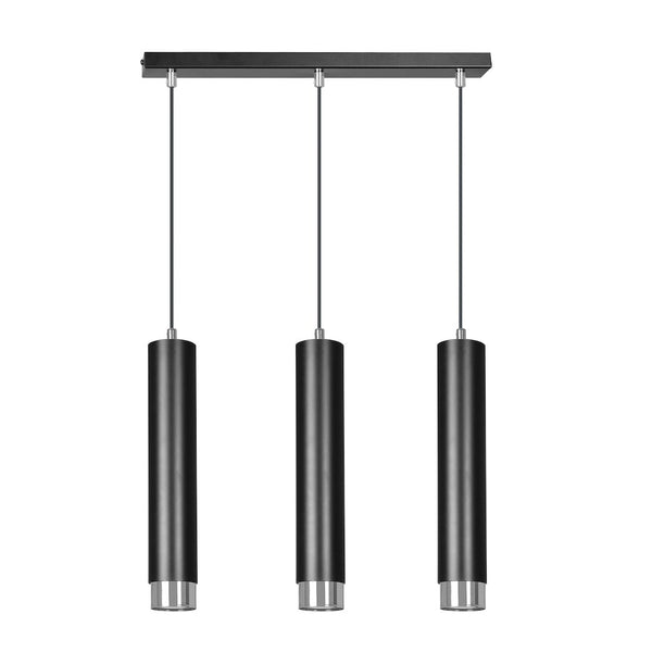 Suspension Kibo 3 lumières noire et chromée