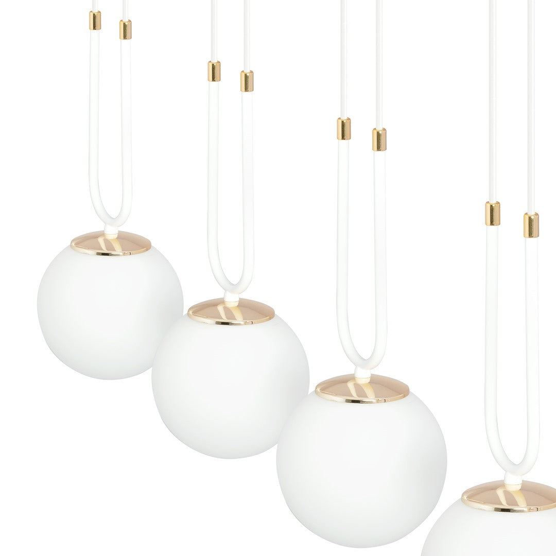 Suspension Glam 3 lumières blanche, verre opale