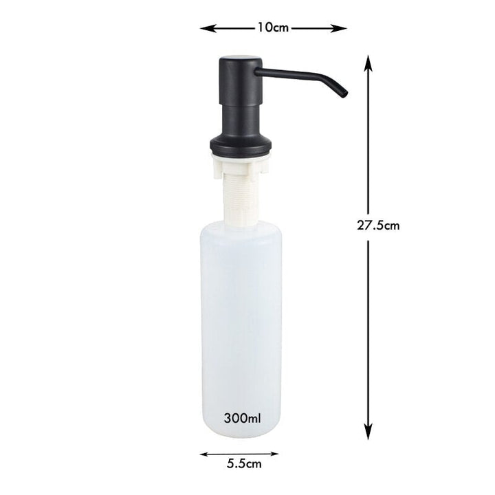300ML Matte Black Soap Dispenser For Kitchen Sink Refill From The Top Above Counter With Liquid Bathroom Basin Soap Bottle Pump | Designix - 0    - https://designix.fr/