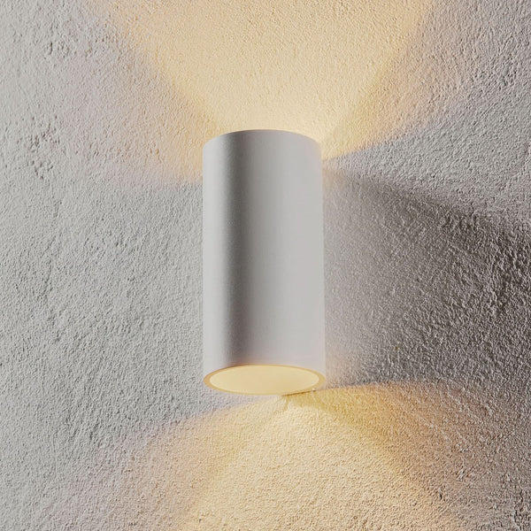 Applique d'extérieur LED DLS Tubo en aluminium, blanc, 2 lumières, Ø 9 cm, IP54