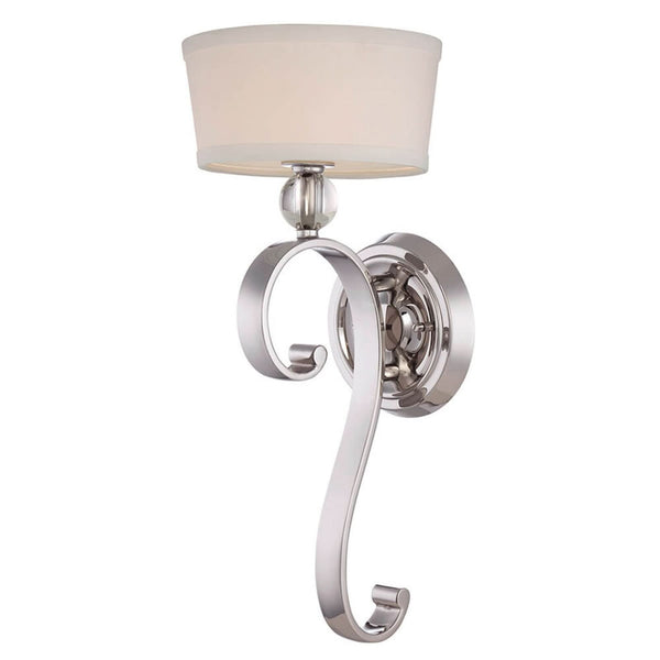 Applique murale Madison Manor en tissu, argent et blanc, hauteur 50,8 cm