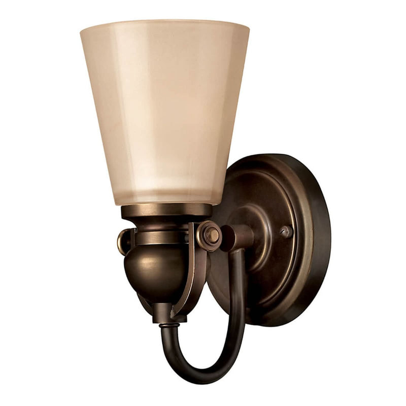 Applique murale Mayflower en verre, bronze et ambre, hauteur 27,3 cm