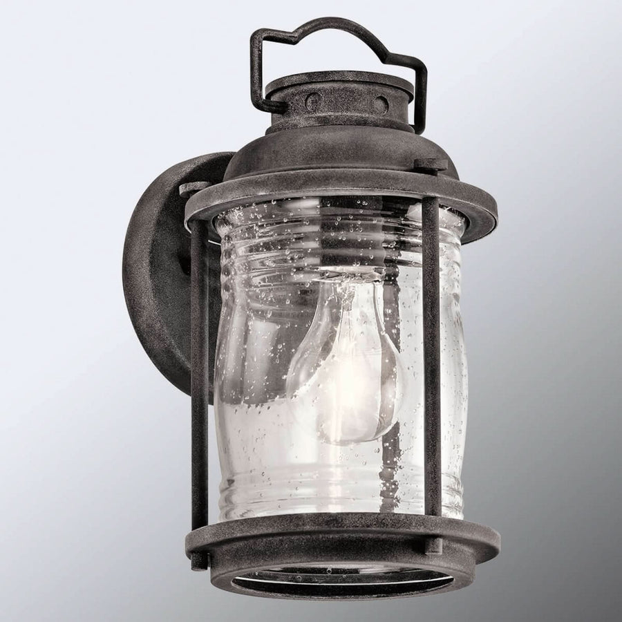 Applique d'extérieur Ashland Bay en verre, zinc et transparent, Ø 15,4 cm, IP44