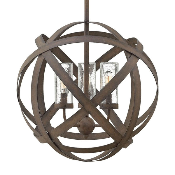 Suspension d'extérieur Carson en métal, rouille, 3 lumières, Ø 47 cm, IP44