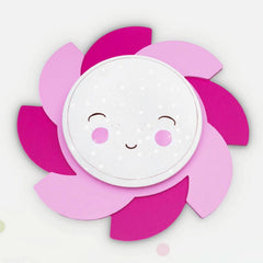 Applique murale LED Soleil Starlight Smile en bois, rose, Ø 60 cm
