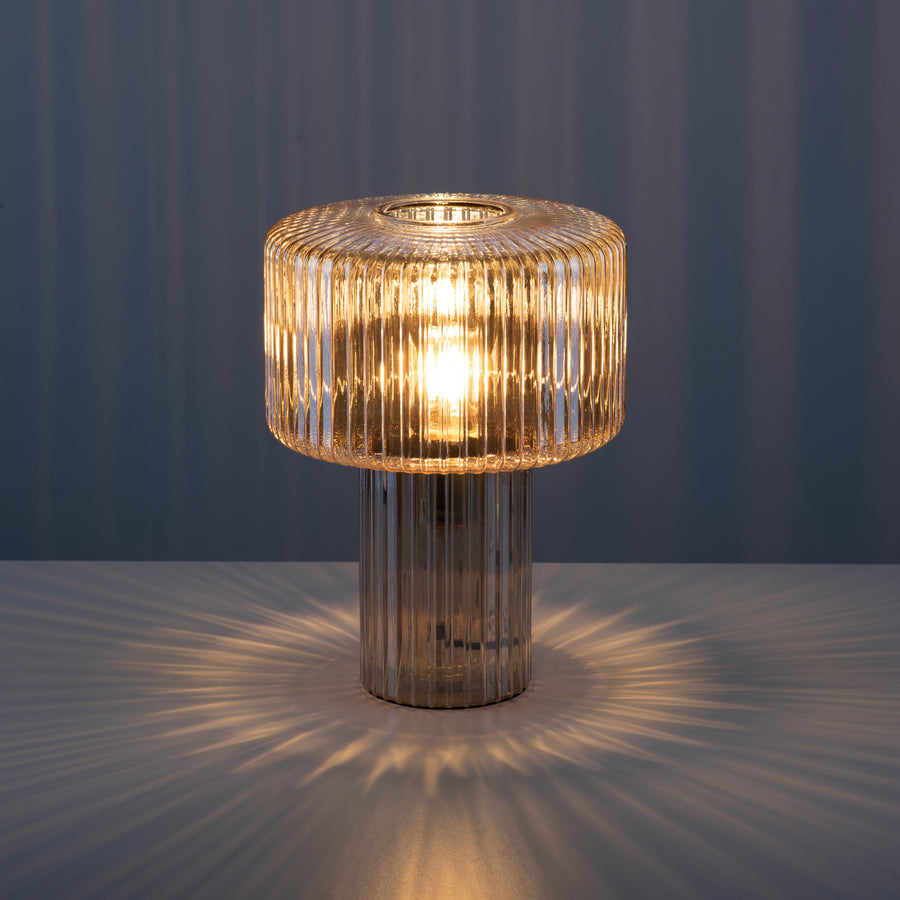 Lampe à poser Fungus ambrée, verre