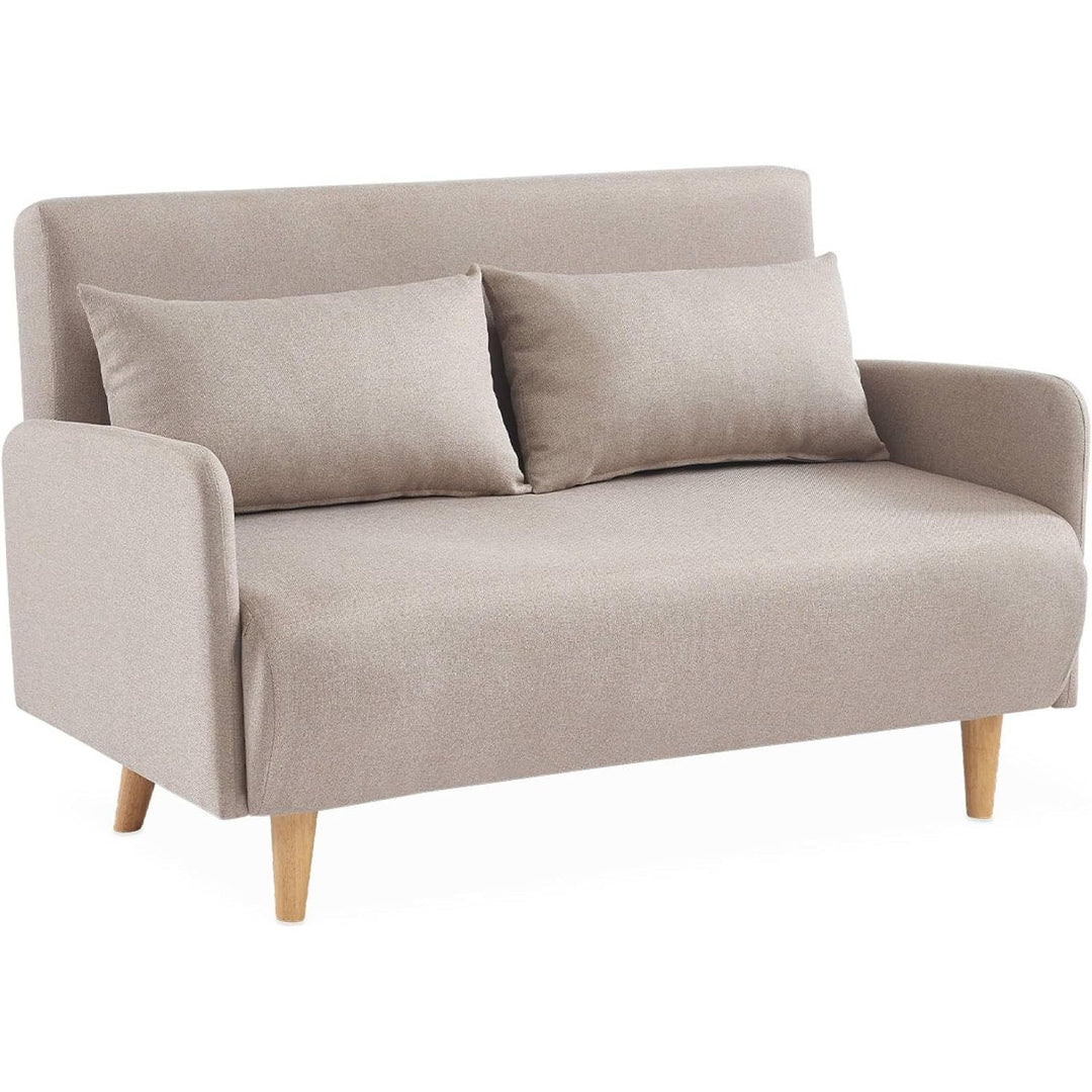 Alice'S Home - Canapé Convertible En Tissu - Panam - 2 Places Scandinave. Pieds Bois Clair. Beige. Banquette. Dossier Inclinable | Designix -     - https://designix.fr/