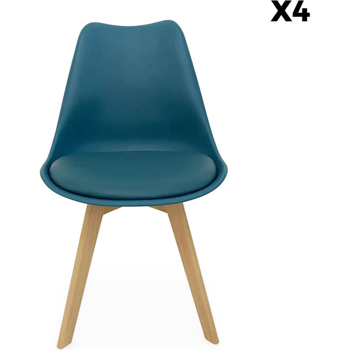 Alice'S Home - Lot De 4 Chaises Scandinaves. Pieds Bois De Hêtre. Chaises 1 Place. Bleu Canard | Designix - Amazon    - https://designix.fr/