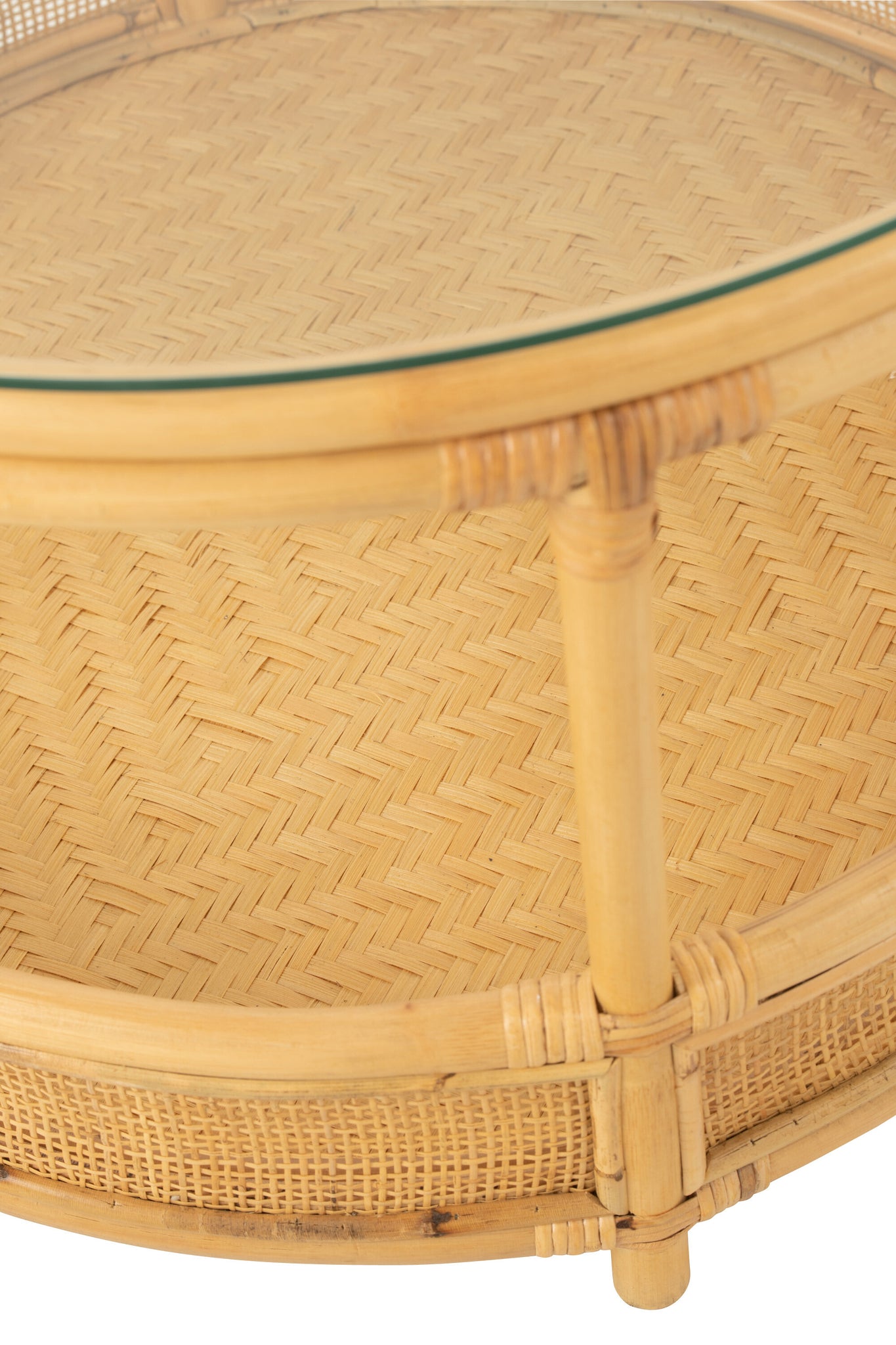 Table Basse Rotin Verre Naturel