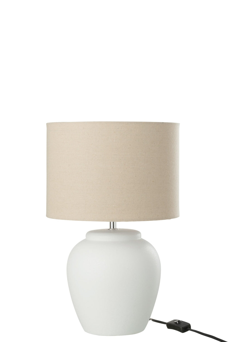 Lampe à poser Meli en céramique blanche, abat-jour en lin, petit modèle