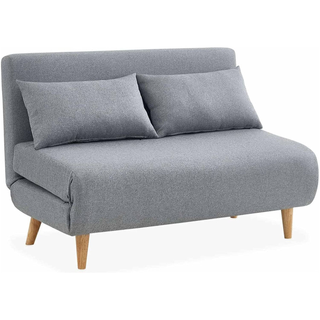 Alice'S Home - Canapé Convertible En Tissu - Guesta - 2 Places Scandinave. Pieds Bois Foncé. Gris Clair. Banquette. Dossier Inclinable | Designix -     - https://designix.fr/