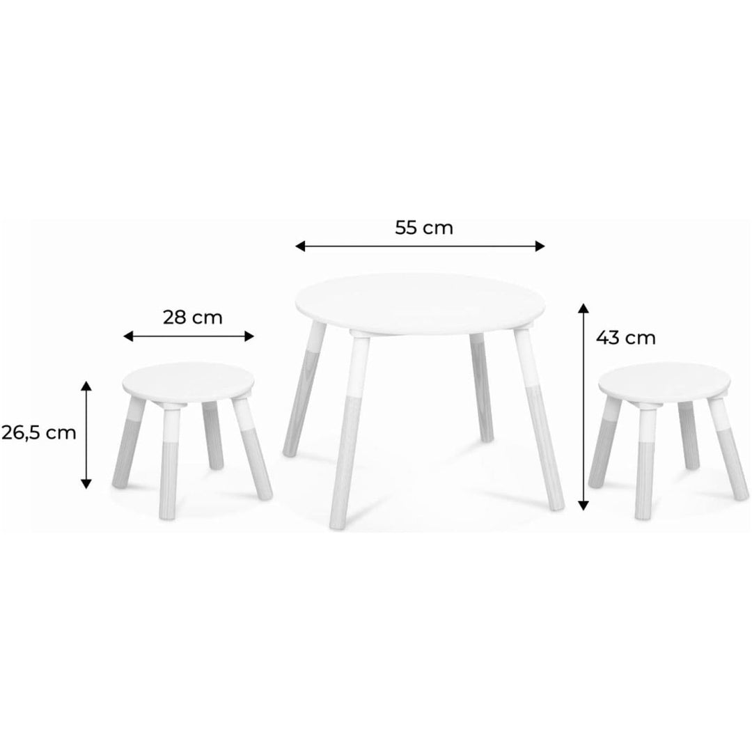 Alice'S Home - Table Ronde Pour Enfants. Deux Tabourets Tobias - Pin Et MDF - Ø55 X H43CM | Designix - Amazon    - https://designix.fr/