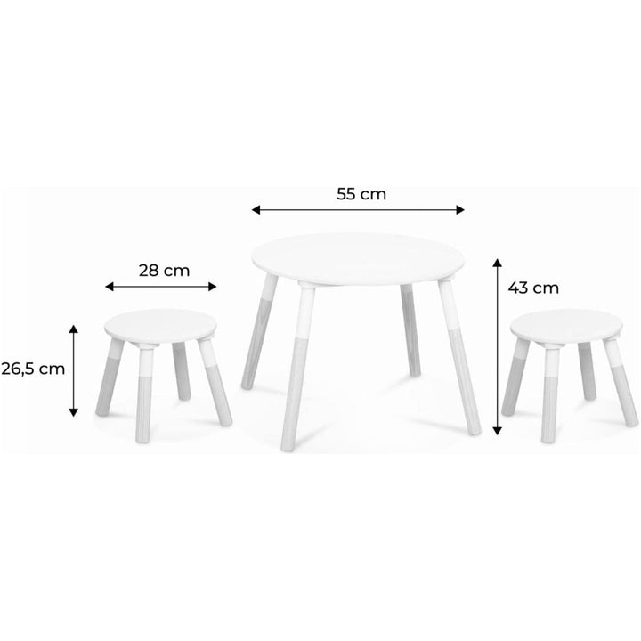 Alice'S Home - Table Ronde Pour Enfants. Deux Tabourets Tobias - Pin Et MDF - Ø55 X H43CM | Designix - Amazon    - https://designix.fr/