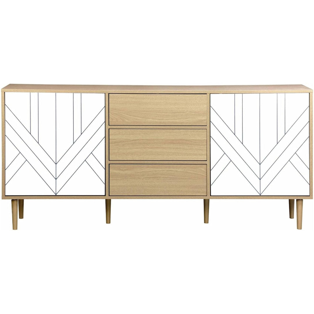 Alice'S Home - Buffet De Rangement Décor Bois Et Blanc - Mika - 2 Niveaux. 2 Portes. 3 Tiroirs. L 160 X L 40 X H 74Cm | Designix - Amazon    - https://designix.fr/