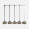 Suspension bambou 5 lumières, barre 110 cm & abat-jours tressés | Lombok