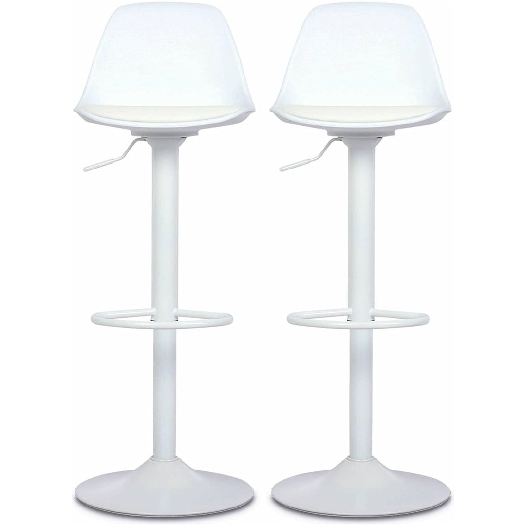 Alice'S Home - Lot De 2 Tabourets De Bar Réglables 61.5/83.5Cm - Noah - Simili Cuir Blanc - Hauteur Réglable. Repose-Pieds | Designix - Amazon    - https://designix.fr/