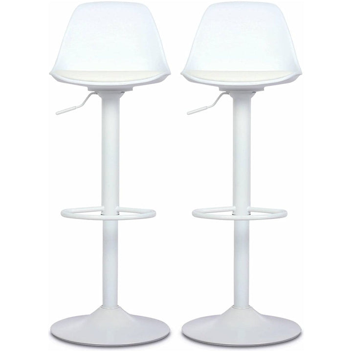 Alice'S Home - Lot De 2 Tabourets De Bar Réglables 61.5/83.5Cm - Noah - Simili Cuir Blanc - Hauteur Réglable. Repose-Pieds | Designix - Amazon    - https://designix.fr/