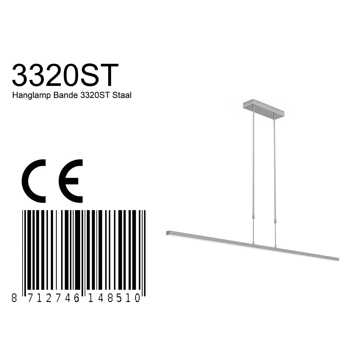 Dimensions du lustre barre led : 150 cm de long, hauteur réglable 80 à 120 cm