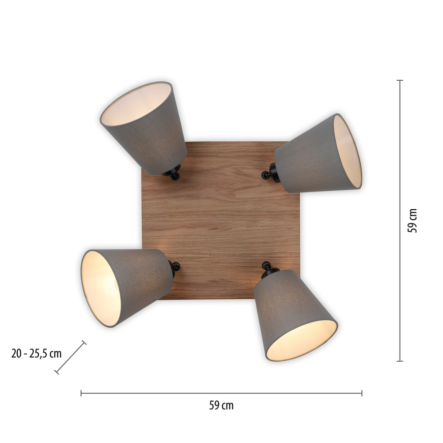 Plafonnier Green Michel 4 lumières bois