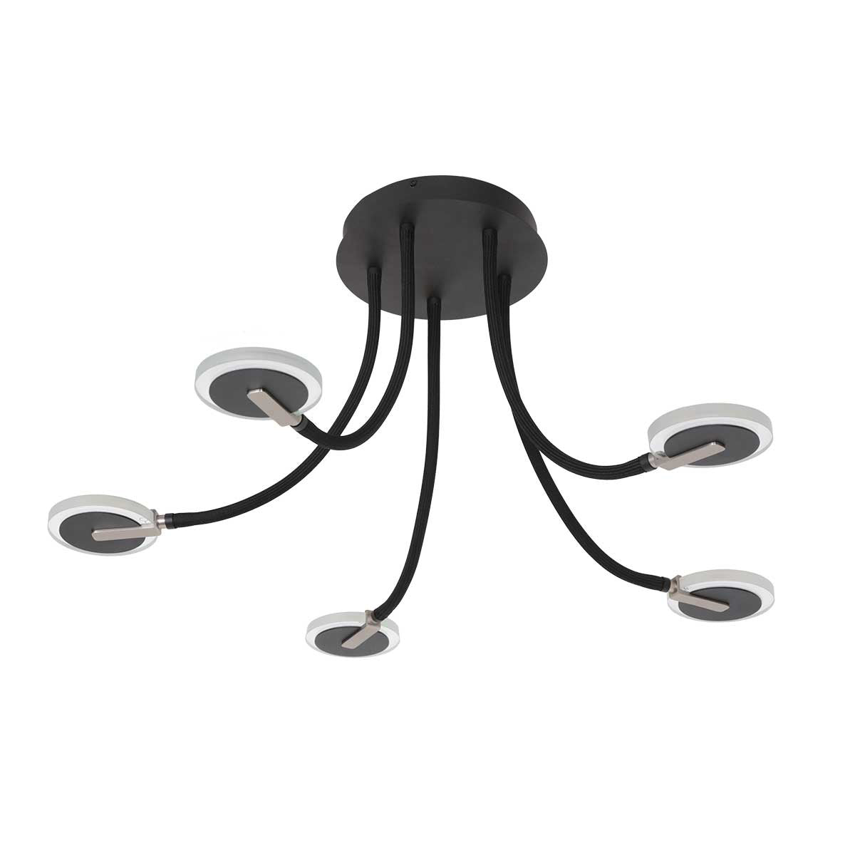 Plafonnier Turound 3375ZW – lampe noire en verre à LED