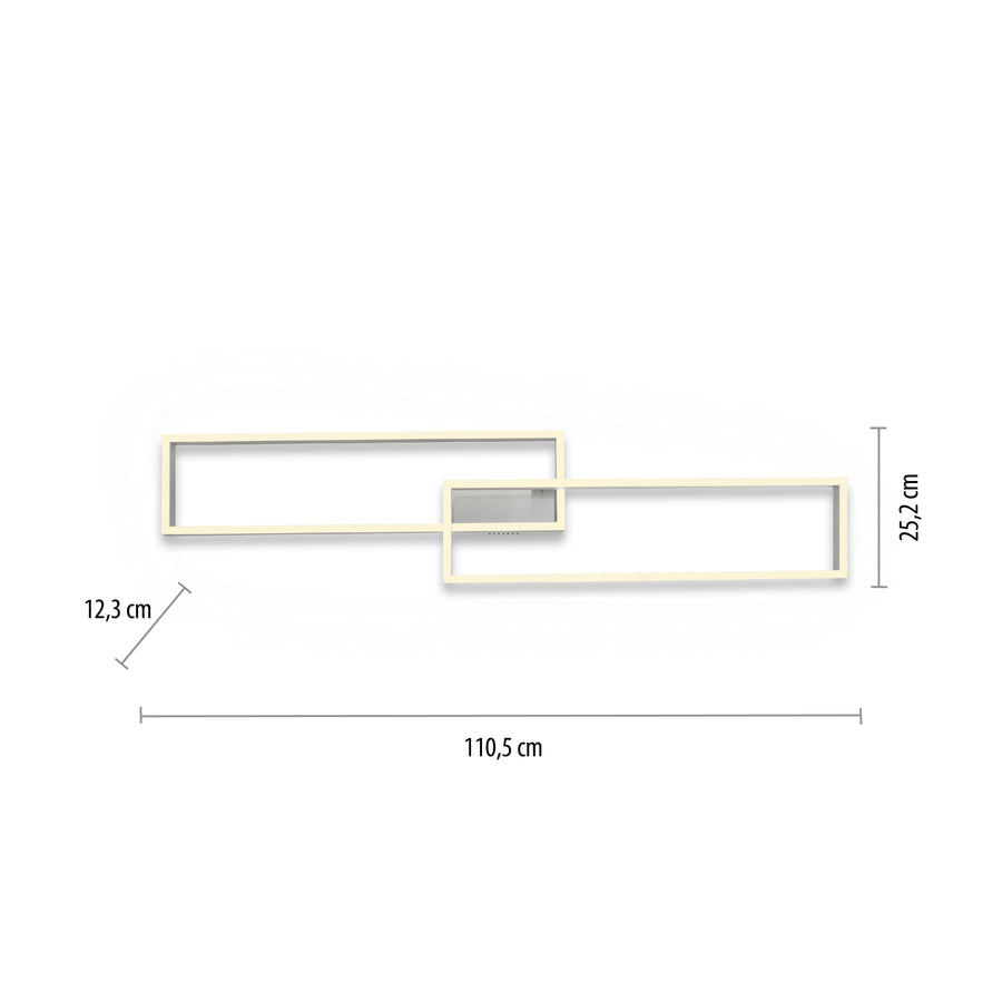 Plafonnier Paan argenté, L 25,2 cm