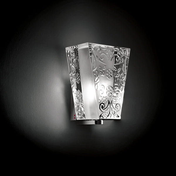 Applique murale Vicky en cristal, chrome et transparent, hauteur 13,9 cm