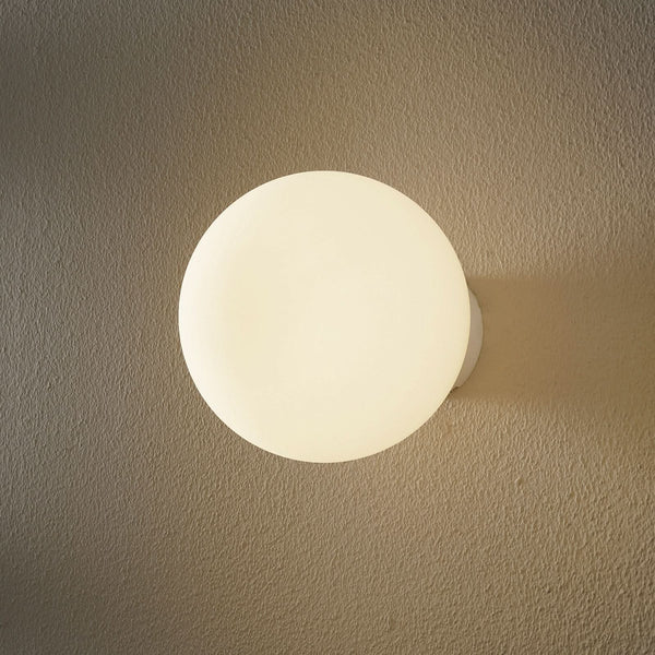 Applique murale Lumi Sfera en verre, blanc, Ø 14 cm, IP44
