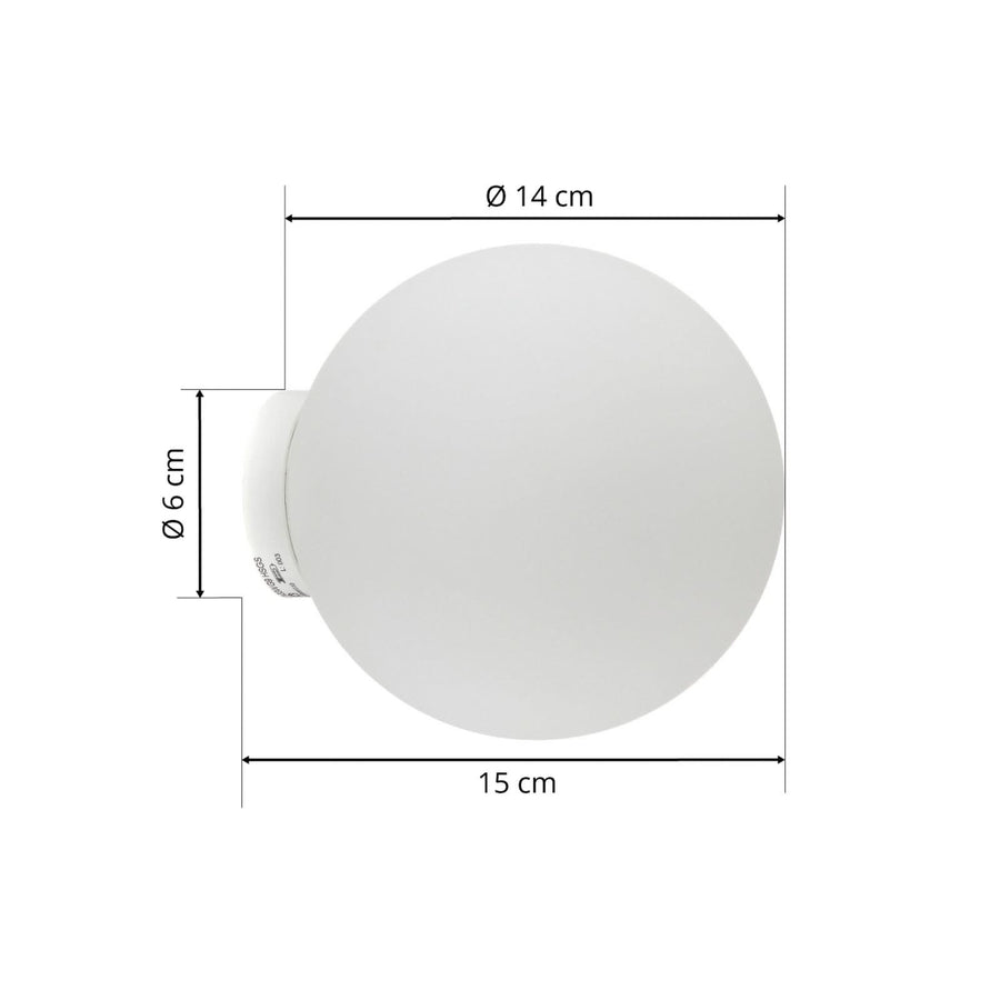 Applique murale Lumi Sfera en verre, blanc, Ø 14 cm, IP44