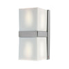 Applique murale Cubetto Up/Down en verre, blanc et chromé brillant, 2 lumières, hauteur 19,2 cm