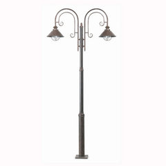 Lampadaire d'extérieur Magnifique Nautica en verre, marron et transparent, 2 lumières, hauteur 225 cm