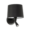 Applique murale Conga en tissu, noir, 2 lumières, hauteur 29 cm