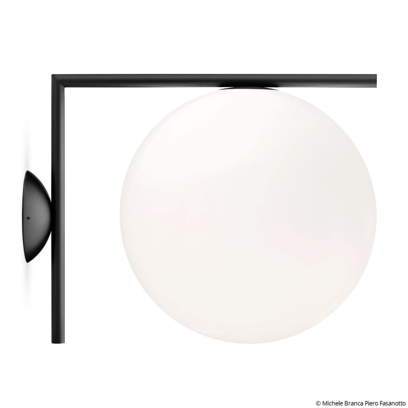 Applique murale IC C/W2 en verre, noir, hauteur 31,6 cm