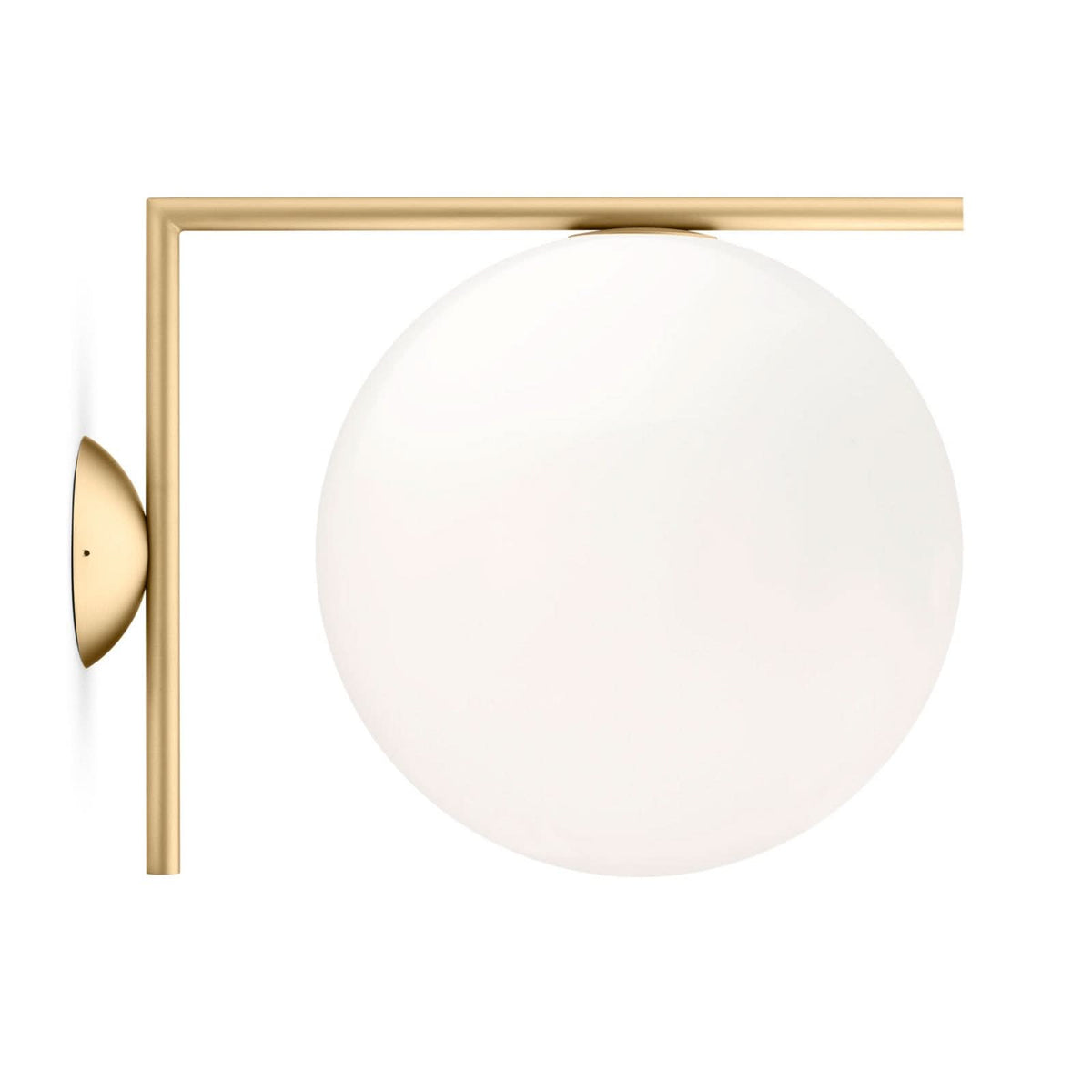 Applique murale IC C/W2 en verre, laiton brossé et blanc, hauteur 31,6 cm