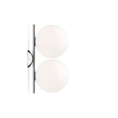 Applique murale IC C/W1 Double en verre, chromé et blanc, 2 lumières, Ø 20 cm