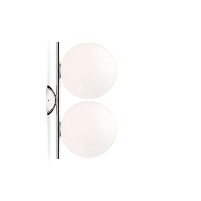 Applique murale IC C/W1 Double en verre, chromé et blanc, 2 lumières, Ø 20 cm