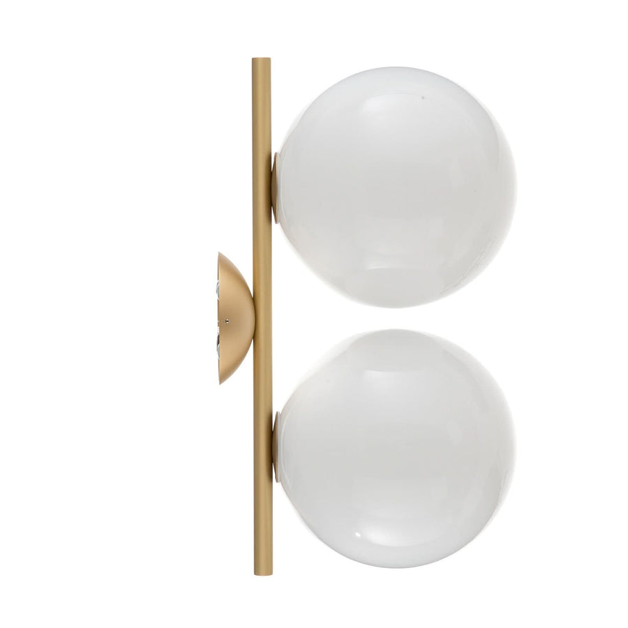 Applique murale IC C/W1 Double en verre, laiton et blanc, 2 lumières, Ø 20 cm