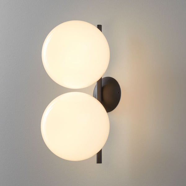 Applique murale IC C/W1 Double en verre, noir et blanc, 2 lumières, Ø 20 cm