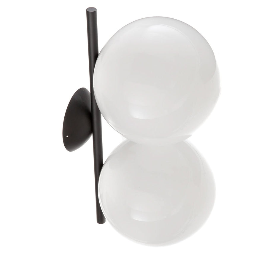 Applique murale IC C/W1 Double en verre, noir et blanc, 2 lumières, Ø 20 cm