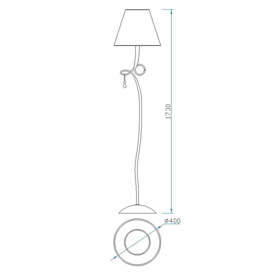 Lampadaire Paola doré, tissu