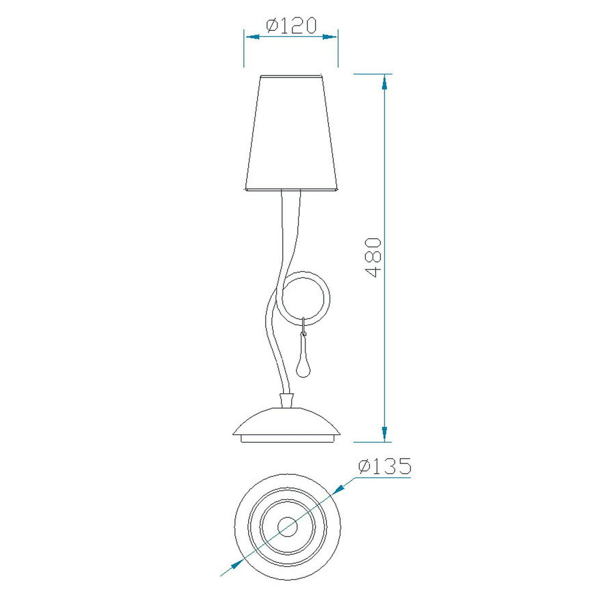 Lampe à poser Paola dorée, verre