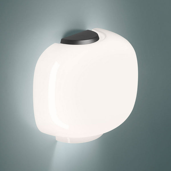 Applique murale Chouchin 3 Semi en verre, blanc et graphite, hauteur 25 cm, 30 W, largeur 30 cm
